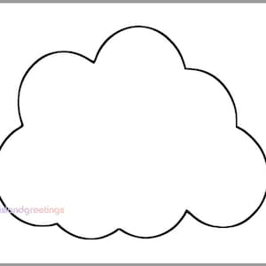 9 x 7 inch Printable Cloud Template-Baby Shower-Classroom-Kids Crafts-Large Cloud Cutout-Preschool Crafts-Kids Coloring Page-Cloud Cutouts