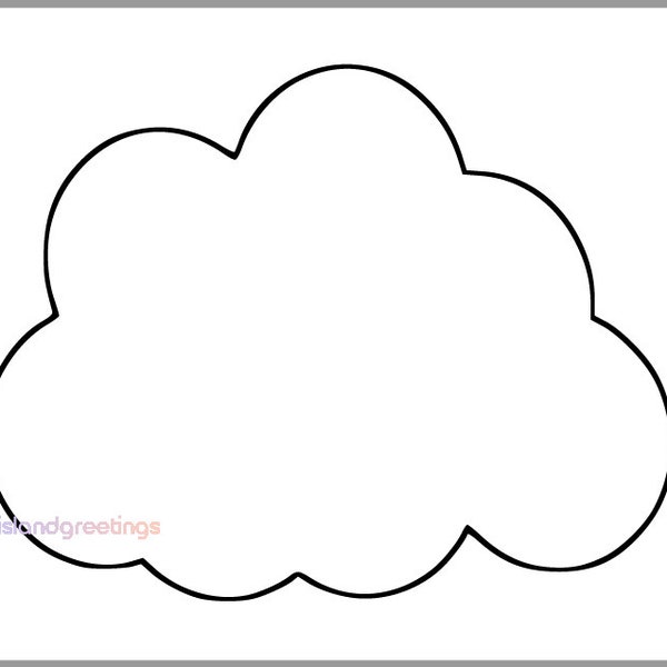 Printable Cloud Template-Baby Shower Decor-Spring Classroom-Kids Crafts-Large Cloud Cutout-Preschool Crafts-Kids Coloring Page-Cloud Cutouts