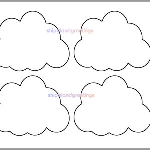 Printable Cloud Template-Baby Shower Decor-Spring Classroom-Kids Crafts-DIY Shower Decor-Preschool Crafts-Kids Coloring Page-Cloud Cutouts