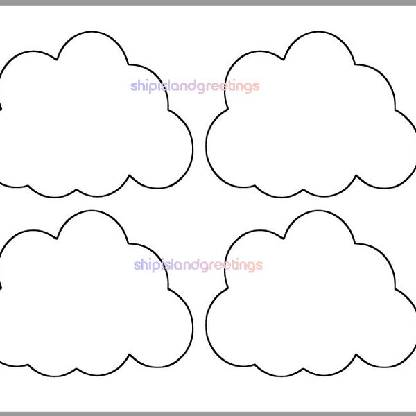 Printable Cloud Template-Baby Shower Decor-Spring Classroom-Kids Crafts-DIY Shower Decor-Preschool Crafts-Kids Coloring Page-Cloud Cutouts