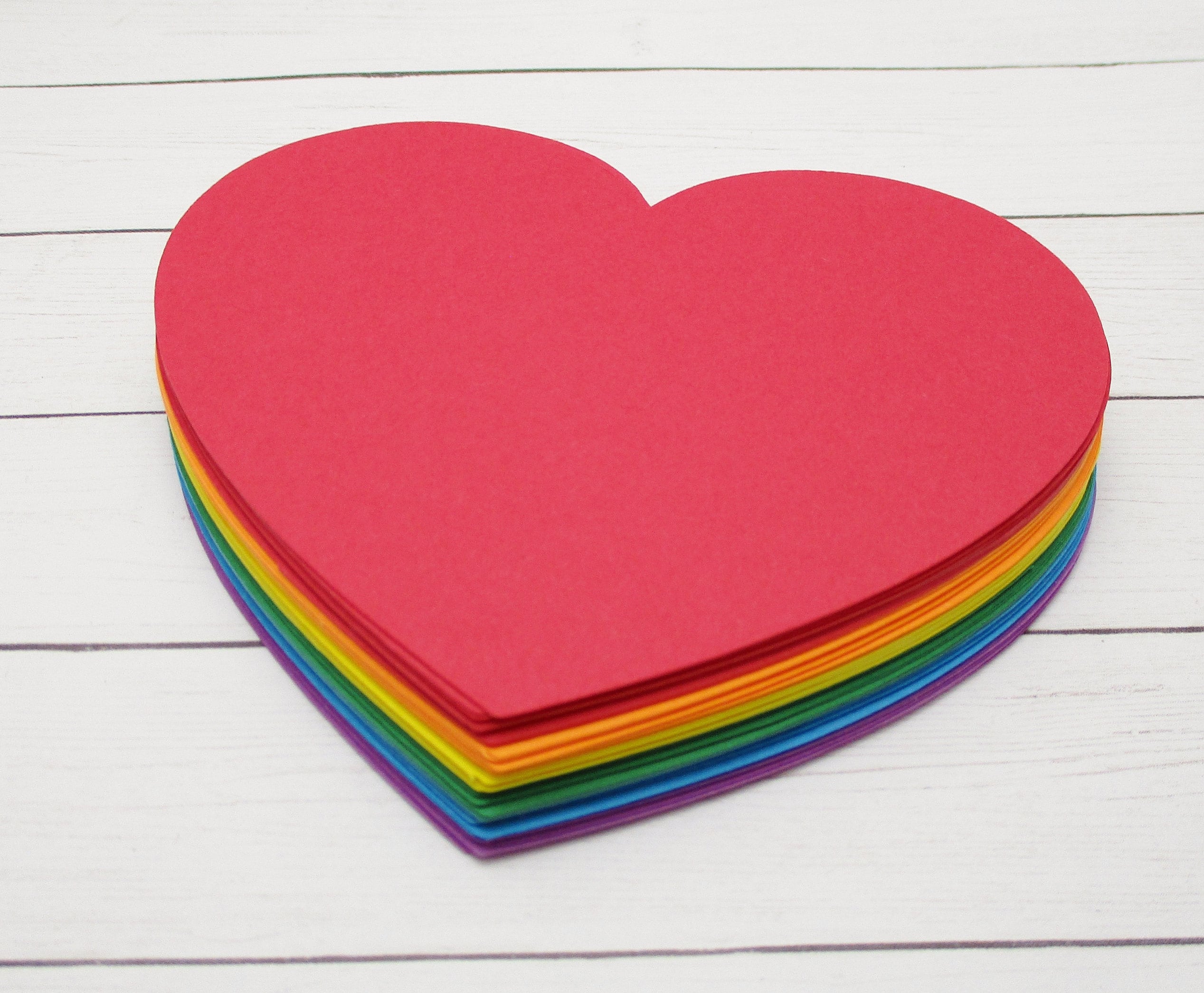 4 Inch Card Stock Heartsrainbow Heartsvalentine's Etsy