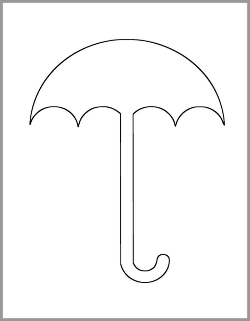8.5 inch Umbrella Template-Instant Download Cutouts-Umbrella Cutout-Baby Shower Decor-Weather Template-Classroom Decor-Kid Crafts-Color Page