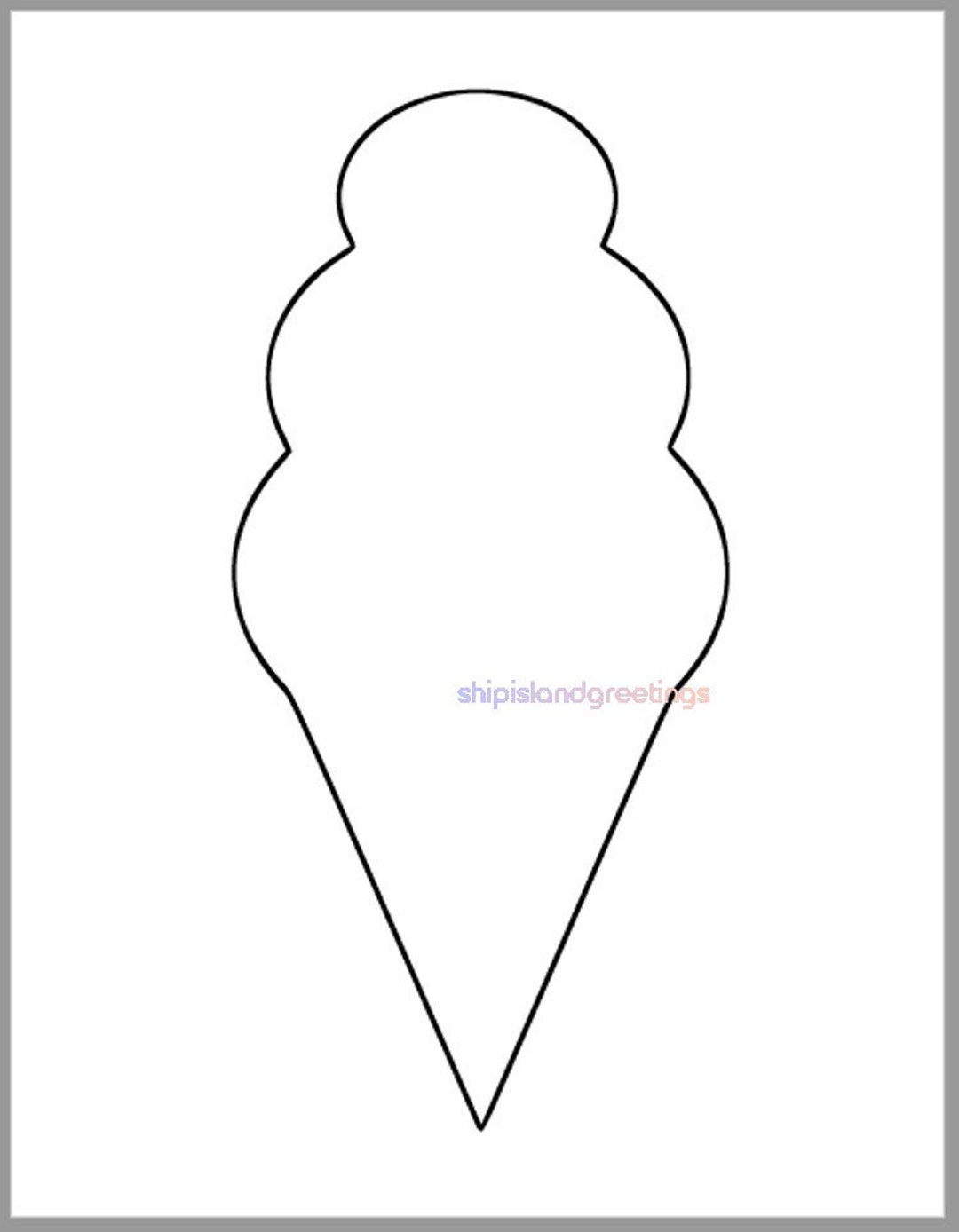 9.5 Inch Ice Cream Cone Templateprintable Ice Cream Cutoutbirthday 9.5 Inch Ice Cream Cone Templateprintable Ice Cream Cutoutbirthday