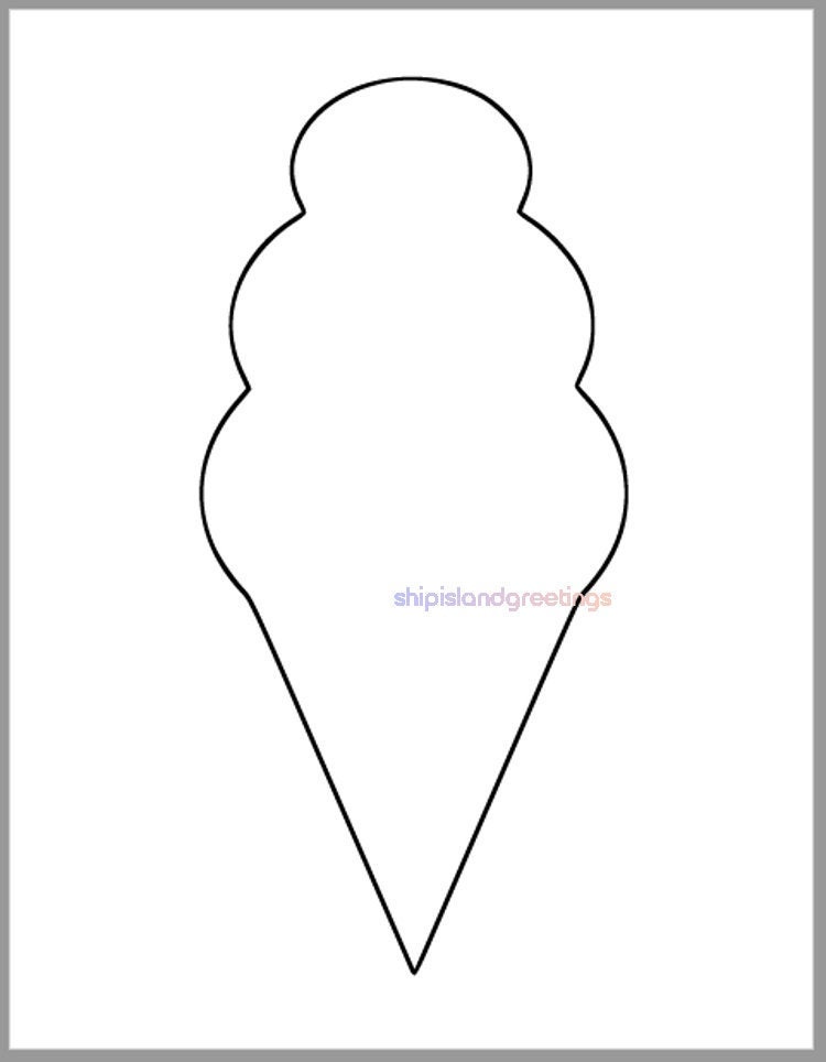 9 5 inch ice cream cone template printable ice cream etsy