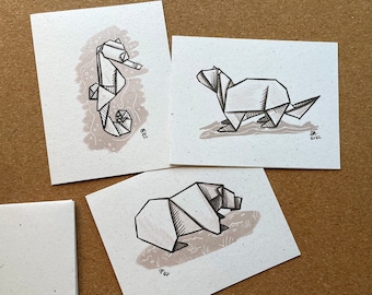 Origami Trio Animal Card Set