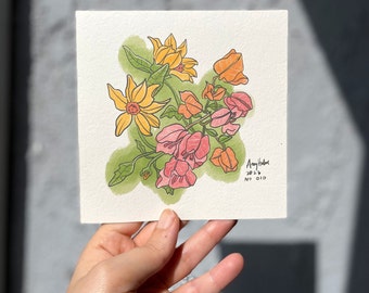 Neighborhood Flower Bouquet Gallery Wall Fine Art Print - Bougainvillea & Sunflowers