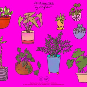 Indoor House Plants by Amy M Huber - Printable Art - Graphic Design – Poster Art – Canva -Clip Art - Illustrations
