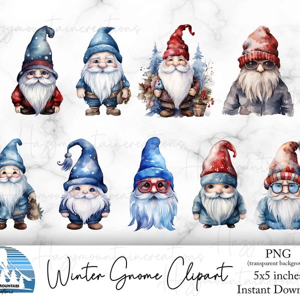 Winter Gnome Clipart, Gnome Clipart, Winter Christmas Gnome Clipart, Gnome Clipart, Winter Gnome Sublimation, Gnome PNG, Winter PNG