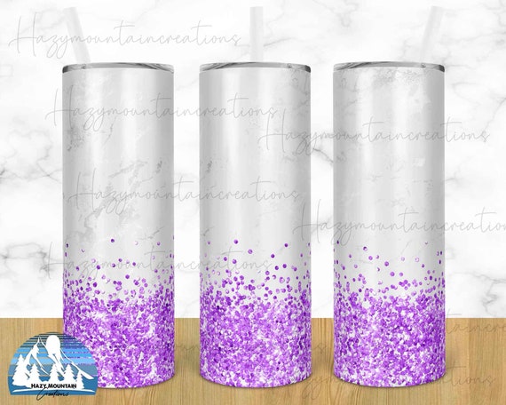 Purple Glitter Marble Sublimation Tumbler 20oz Skinny Design, 20oz Skinny Glitter  Tumbler Design, Tumbler DESIGN ONLY, Purple Sublimation 