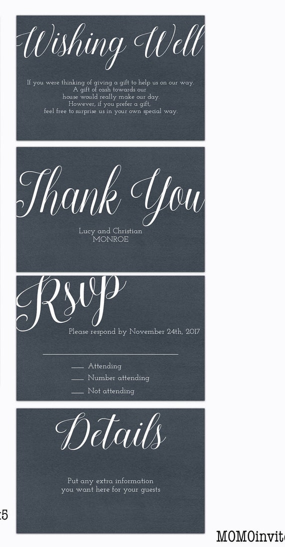 Elegant Wedding Template Wedding Invitation Template Set Diy Etsy