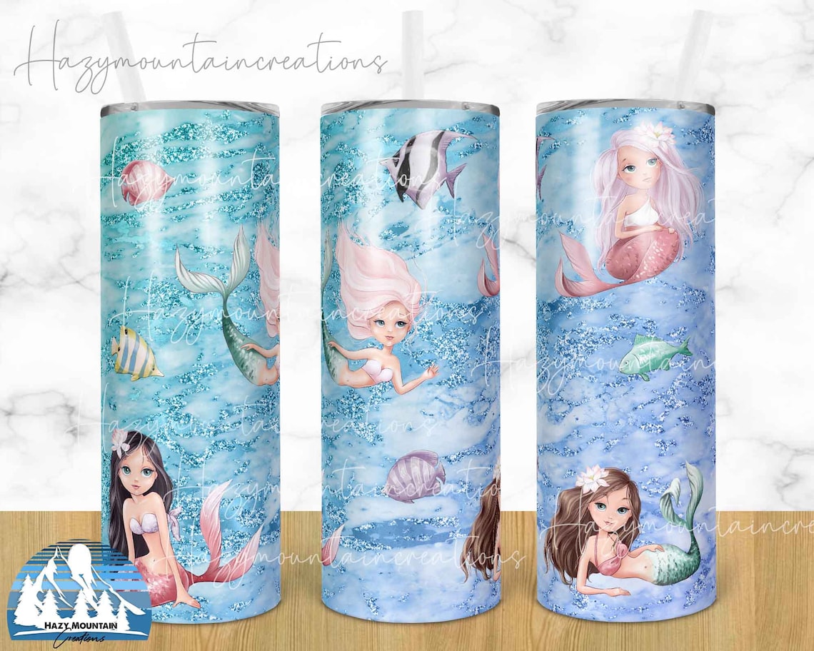 Mermaid Tumbler 20oz Skinny Design 20oz Skinny Mermaid Etsy