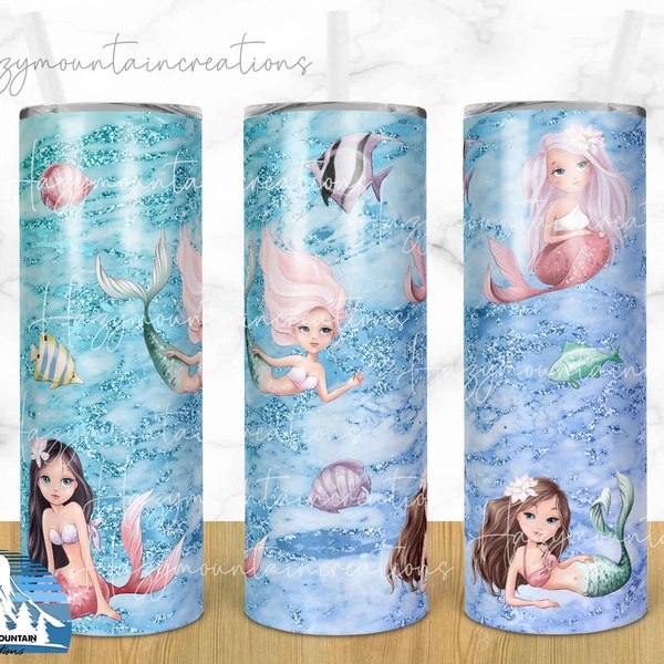 Mermaid Tumbler 20oz Skinny Design, 20oz Skinny Mermaid Tumbler Design, Tumbler DESIGN ONLY, Photo, Sublimation, Girl, Underwater, Ocean