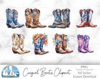 Cowboy Boots Clipart, Cowgirl Boots Clipart, Western Boots Clipart, Rustic Clipart, Rustic Cowboy Boots Sublimation, Western PNG, Rustic PNG