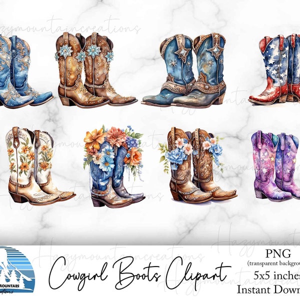 Cowboy Boots Clipart, Cowgirl Boots Clipart, Western Boots Clipart, Rustic Clipart, Rustic Cowboy Boots Sublimation, Western PNG, Rustic PNG