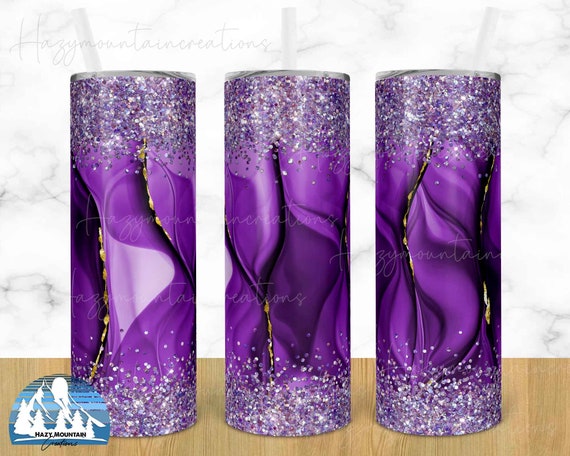 Purple Tumbler Design Glitter Sublimation Tumble
