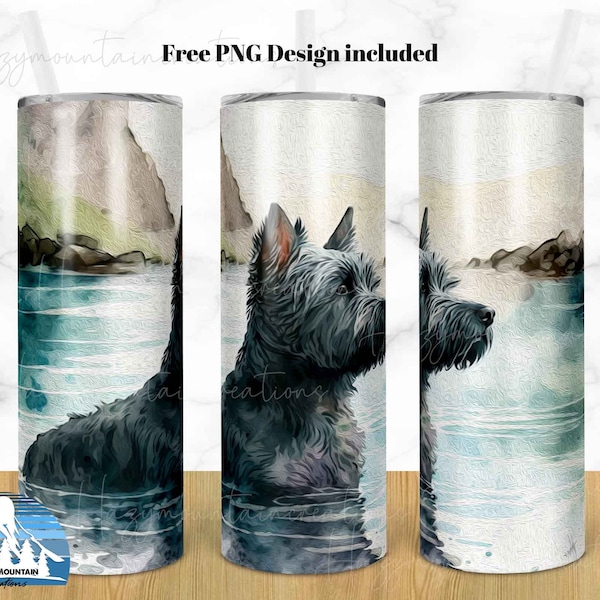 Dog Sublimation Tumbler, Watercolor Dog Painting, Scottish Terrier, 20oz Skinny Design, Tumbler DESIGN ONLY, Dog, Terrier, Minature Dog