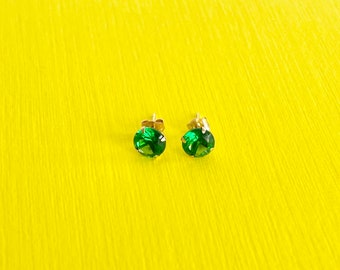 Emerald Stud Earrings 14k Solid Gold: May Birthstone Earrings Set