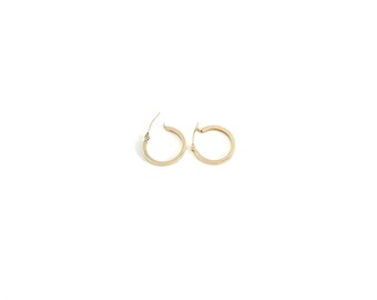 14k Yellow Gold Stud Earrings - Everyday Hoop Earrings for Women