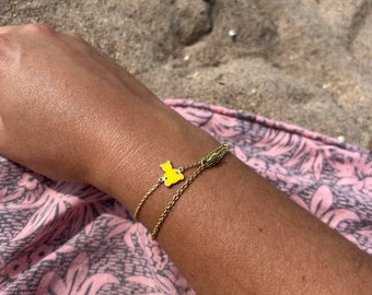 Yellow Bear Charm Bracelet – Gold Plated Sterling Silver Link Chain