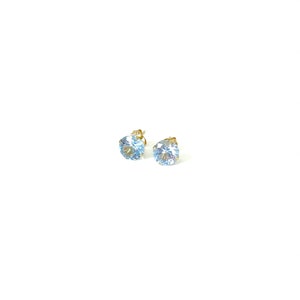 Large Aquamarine Stud Earrings in 14k Solid Yellow Gold