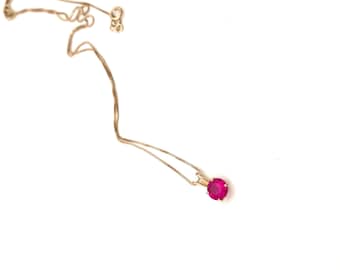 Gold Ruby Pendant & Necklace Set in 14k Solid Yellow Gold