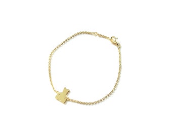Gold Teddy Bear Charm Bracelet – 24k Gold Plated Silver Link Chain
