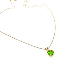 Emerald Necklace Set in 14k Solid Yellow Gold: Green Pendant and Chain Necklace