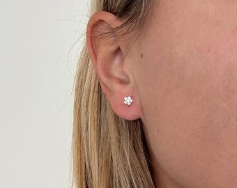 14k Gold Star Earrings Set with Sparkly Stones for Everyday Wear