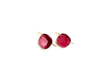 Radiant Ruby Red Crystal Earrings in Sterling Silver, Gold Plated | Elegant and Sparkling Accessories