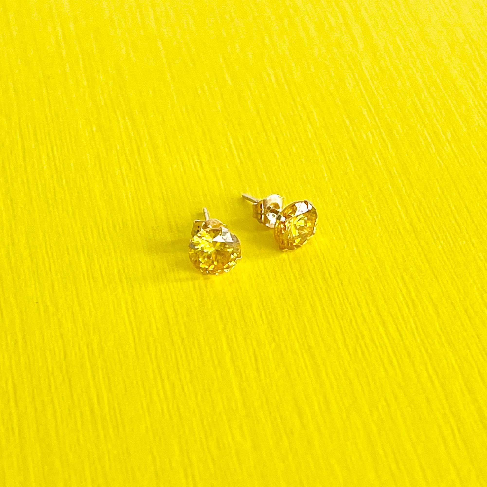 14k Solid Gold Yellow Topaz Stud Earrings November Birthstone Etsy