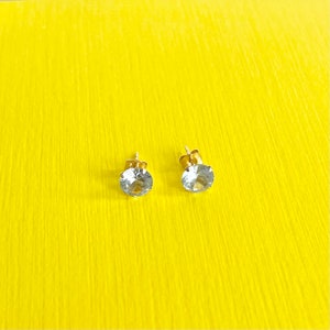 March Birstone Aquamarine Stud Earrings in 14k Yellow Gold - Everyday Wear & Perfect Gift for Women