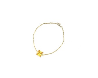 Yellow Topaz Gold Link Chain Bracelet: November Birthstone