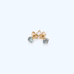 Aquamarine Studs Earring Set for Everyday Wear - 14k Real Yellow Gold