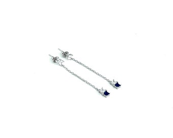 Indigo Sapphire 925 Silver Drop Earrings – September Birthstone