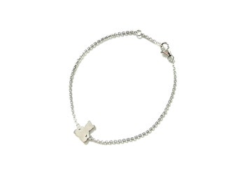 Sterling Silver Bear Charm Bracelet – Adjustable Link Chain