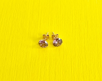 June Birthstone Purple Alexandrite Earrings Set - 14k Yellow Gold Stud Earrings