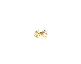 Yellow Topaz Stud Earrings – 14k Yellow Gold, November Birthstone
