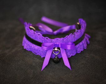 Purple Choker DDLG collar Violet lace Choker Kitten Play bdsm gothic choker Submissive Collar bdsm daddys girl slave collar ddlg toys
