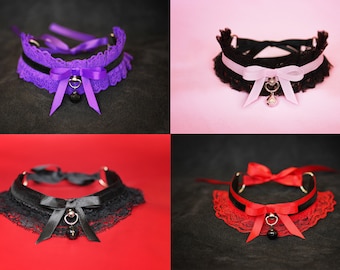 DDLG choker pet play lace Choker Kitten Play with Bell Collar bdsm Kitten choker Submissive Collar bdsm daddys girl choker abdl ddlg toys