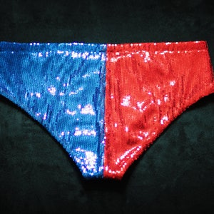 Red and blue sequin shorts Suicide Squad Sequin Hot Pants Cosplay Panty Birthday Party Wedding Halloween Costume Shiny Disco image 4