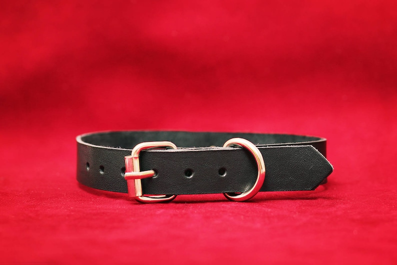 Black leather collar slut collar ddlg collar Leather BDSM collar bdsm bondage fetish Submissive Collar toys slave collar kitten play image 2