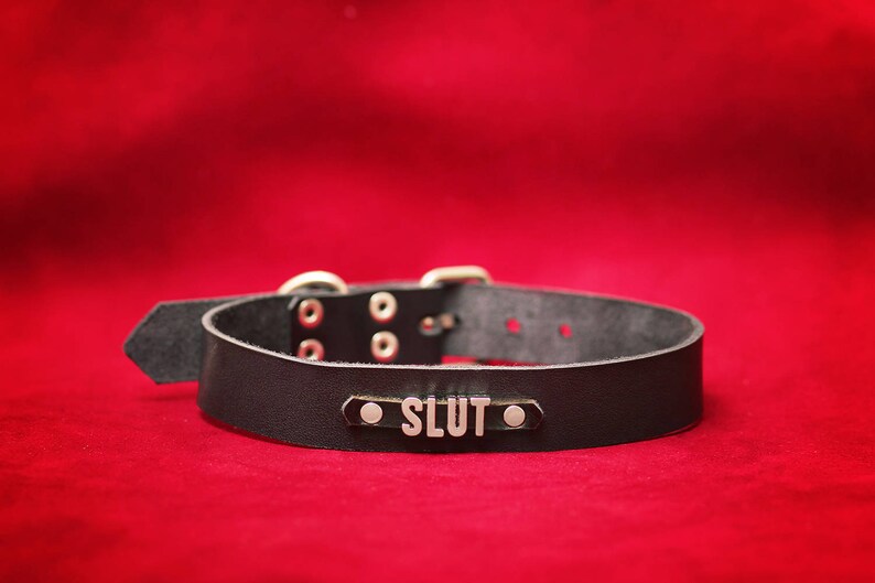 Black leather collar slut collar ddlg collar Leather BDSM collar bdsm bondage fetish Submissive Collar sex toys slave collar kitten play 