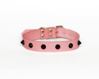Pink Spikes collar DDLG collar Pink Kitten Play Collar Pink Leather BDSM Collar bdsm Kitten choker Submissive Collar bdsm ddlg adult play