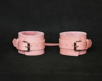 Bdsm Pink Submissive cuffs D-ring Bracelets Cosplay fur cuffs adult toy Leather handcuffs belt bdsm ddlg toys abdl toy ddlg kink