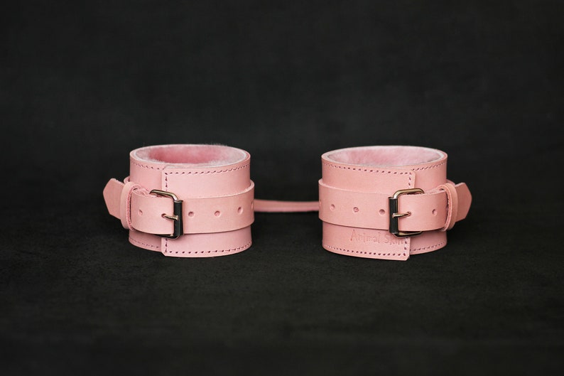 Bdsm Pink Submissive cuffs D-ring Bracelets Cosplay fur cuffs adult toy Leather handcuffs belt bdsm ddlg sex toys abdl toy ddlg kink 
