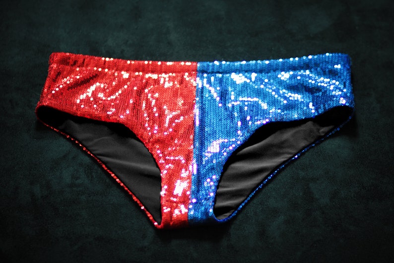 Red and blue sequin shorts Suicide Squad Sequin Hot Pants Cosplay Panty Birthday Party Wedding Halloween Costume Shiny Disco image 2