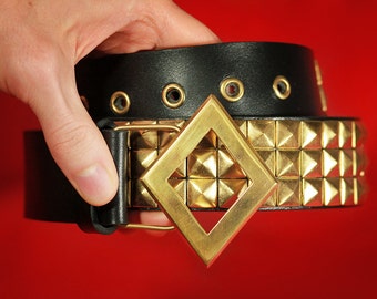 Diamond Belt High Quality genuine leather belt with pyramid studs Cosplay Halloween Costume Suicide Squad puddin yes sir