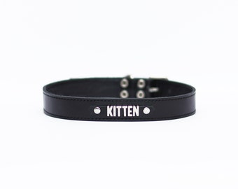 DDLG collar Black Choker Kitten Play Collar Leather BDSM Collar bdsm Kitten choker Submissive Collar bdsm daddys girl slave collar ddlg toys