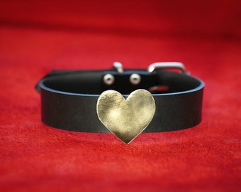 Rebith Heart Choker Cosplay Necklace Halloween Costume Leather BDSM Heart collar neck belt gold heart collar