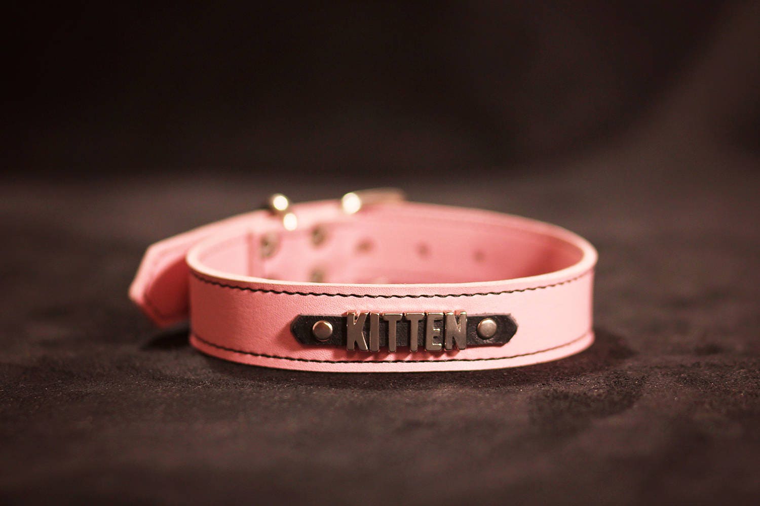 DDLG Collar Pink Choker Kitten Play Collar Leather BDSM Collar Etsy
